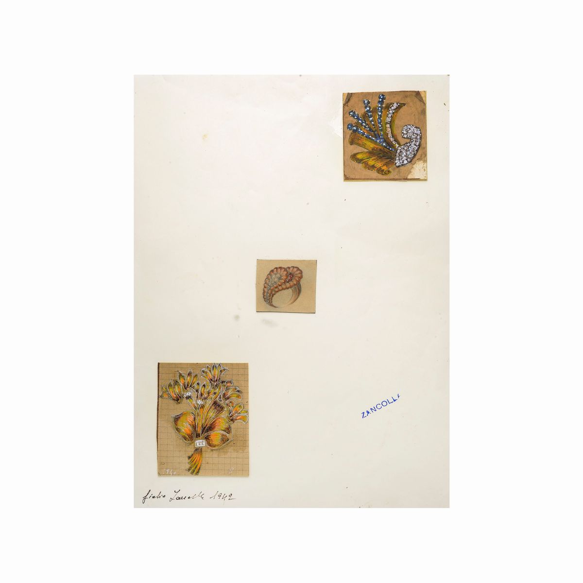 Giulio Zancolla Lotto di Sedici Disegni Preparatori per Gioielli