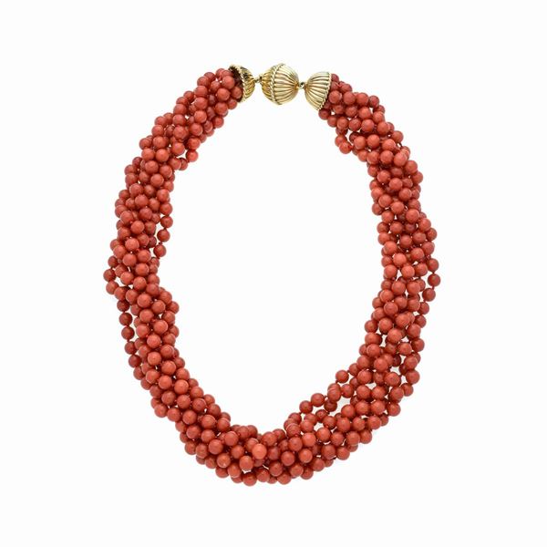 Girocollo a torchon in oro giallo 18k e corallo rosso  - Asta Asta di  Gioielli Antichi, Moderni e Orologi da Polso - Curio - Casa d'aste in Firenze