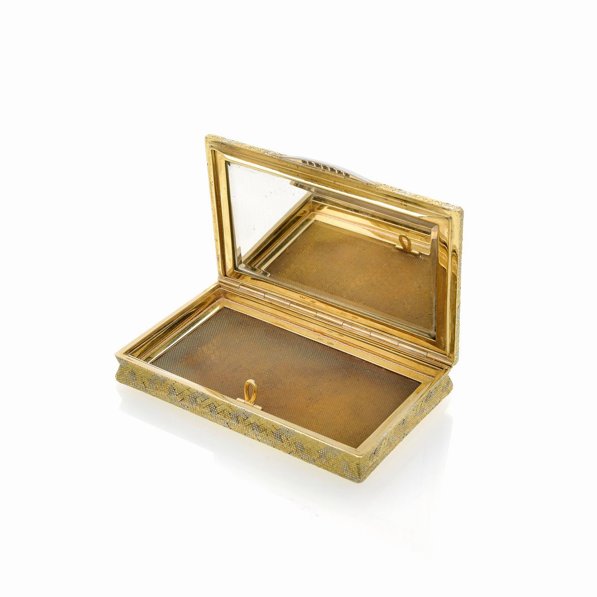 Scatola Portacipria in oro giallo 18kt, oro bianco e diamanti