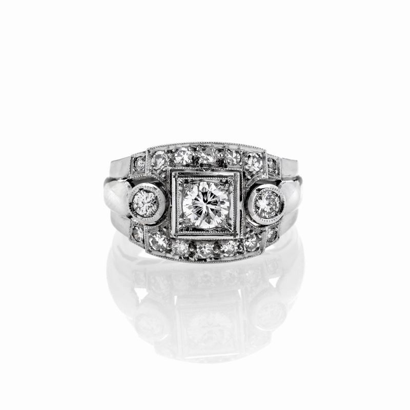 Anello in oro bianco 18 kt e diamanti