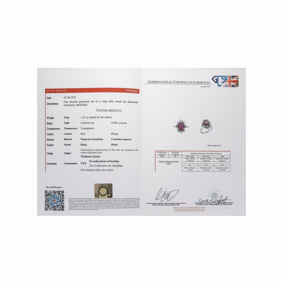 Anello in oro bianco 14 kt, diamanti e rubino naturale