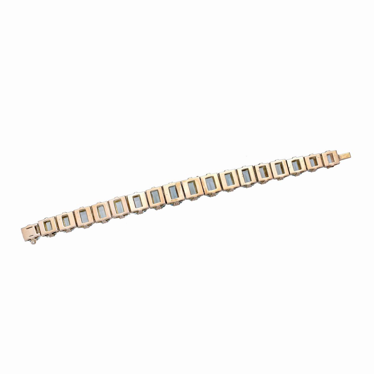 Bracciale in oro rosa 18 kt e acquamarine