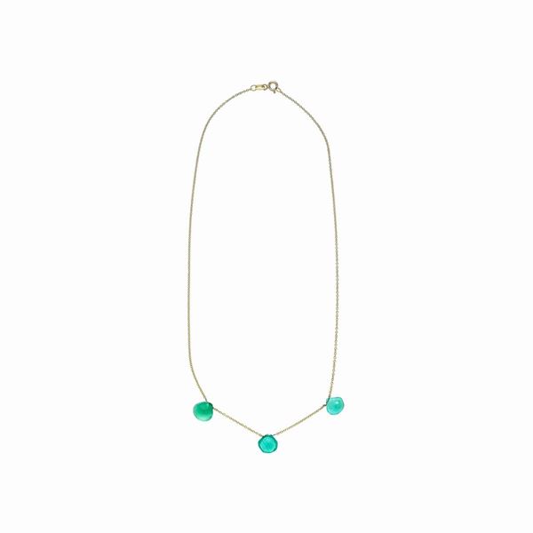 Catena in oro giallo 18 kt e crisoprasio verde