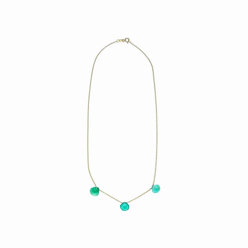 Catena in oro giallo 18 kt e crisoprasio verde