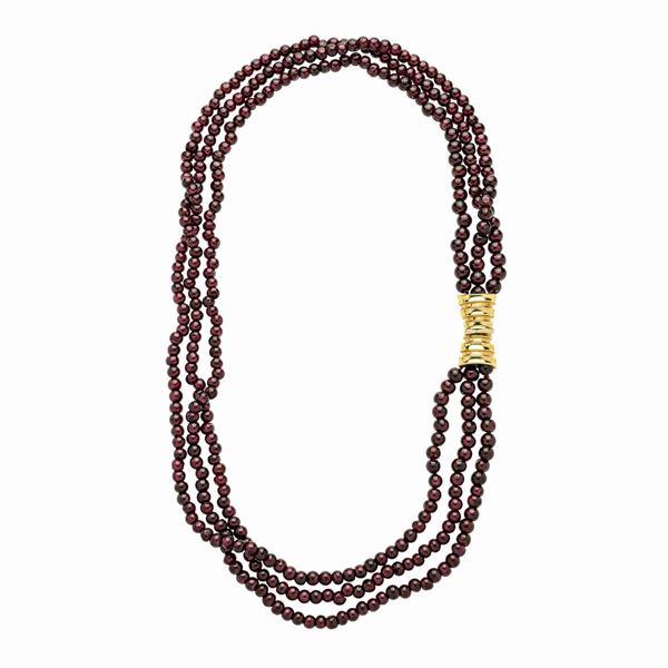 Collana in granato e oro giallo 18 kt