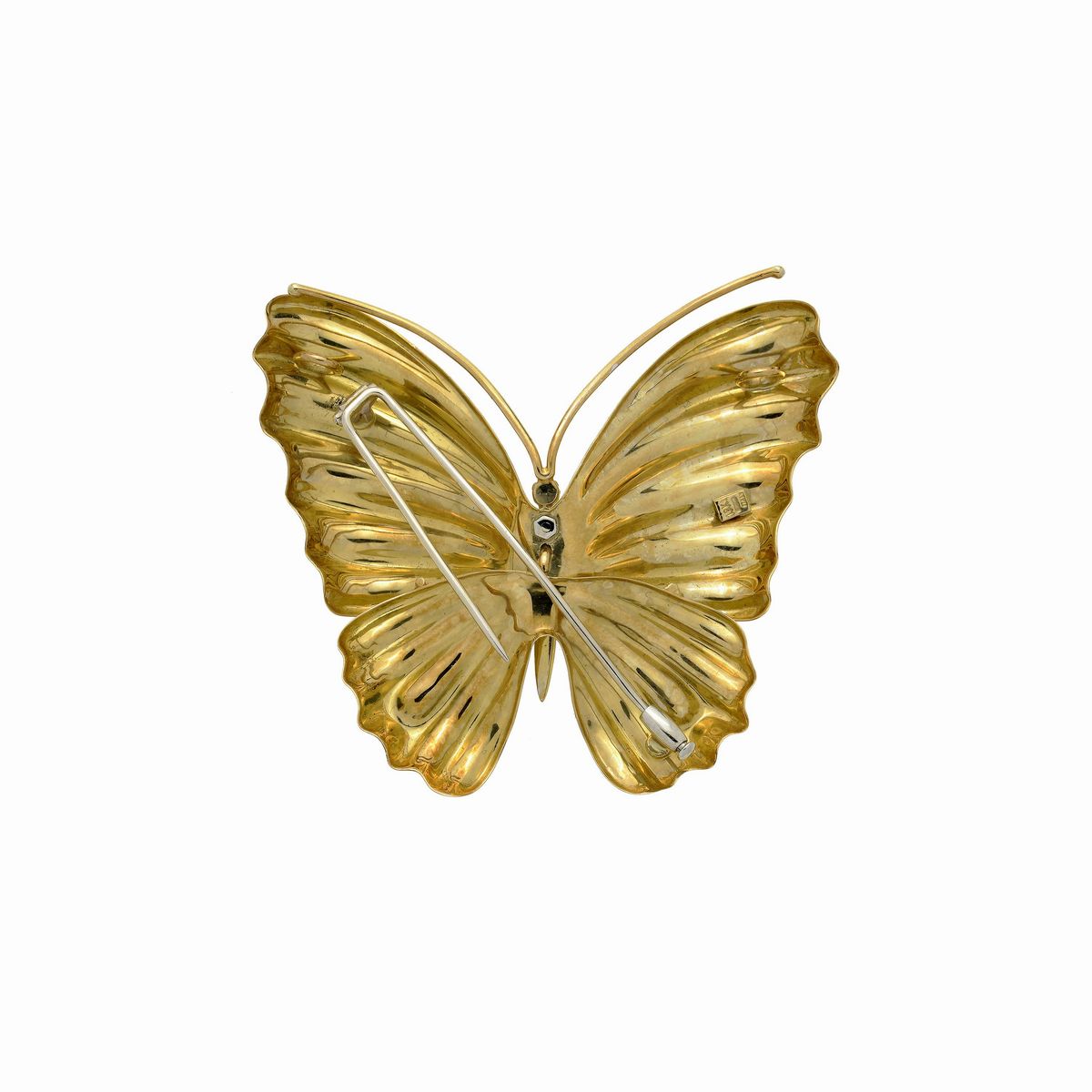 Grande spilla Farfalla in oro giallo 18 kt, oro bianco e diamanti