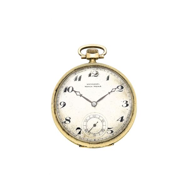 UNIVERSAL - Cronometro da tasca in oro giallo 18 kt, Universal Watch Prima