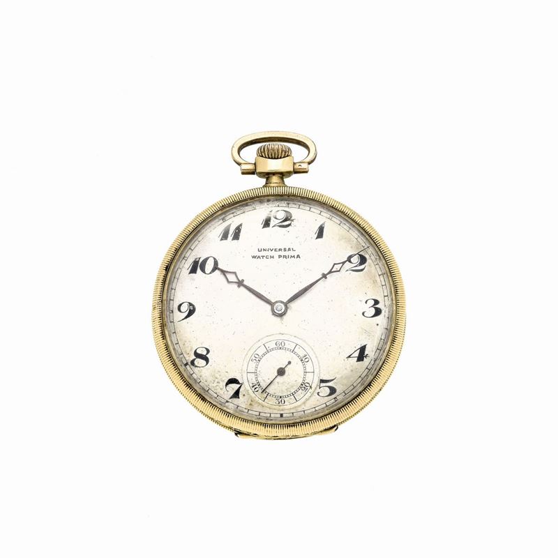 Cronometro da tasca in oro giallo 18 kt, Universal Watch Prima