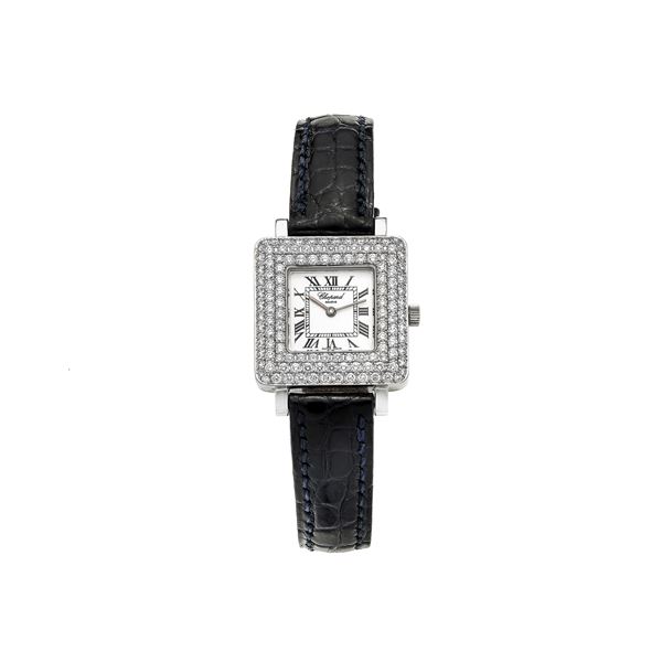 CHOPARD - Wristwatch in 18 kt white gold and diamonds, Ref. 13/6988, complete with box, back