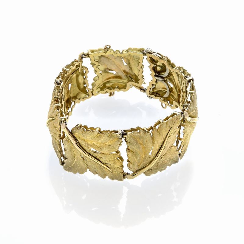 Bracciale in oro giallo 18 kt sette foglie