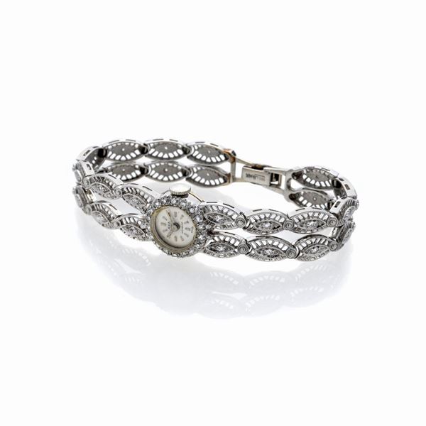 Orologio per signora in oro bianco 14 kt e diamanti, Axa