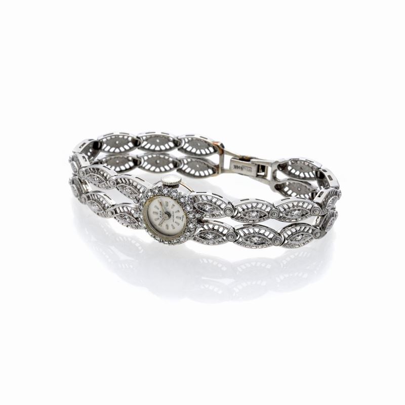 Orologio per signora in oro bianco 14 kt e diamanti, Axa