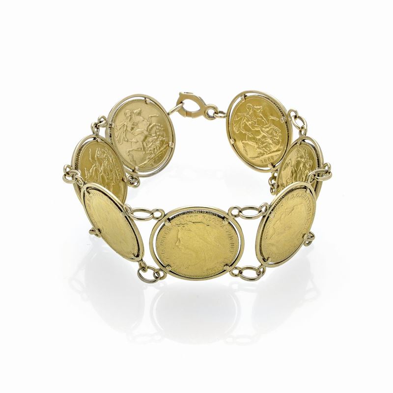 Bracciale in oro giallo 18 kt con sette sterline