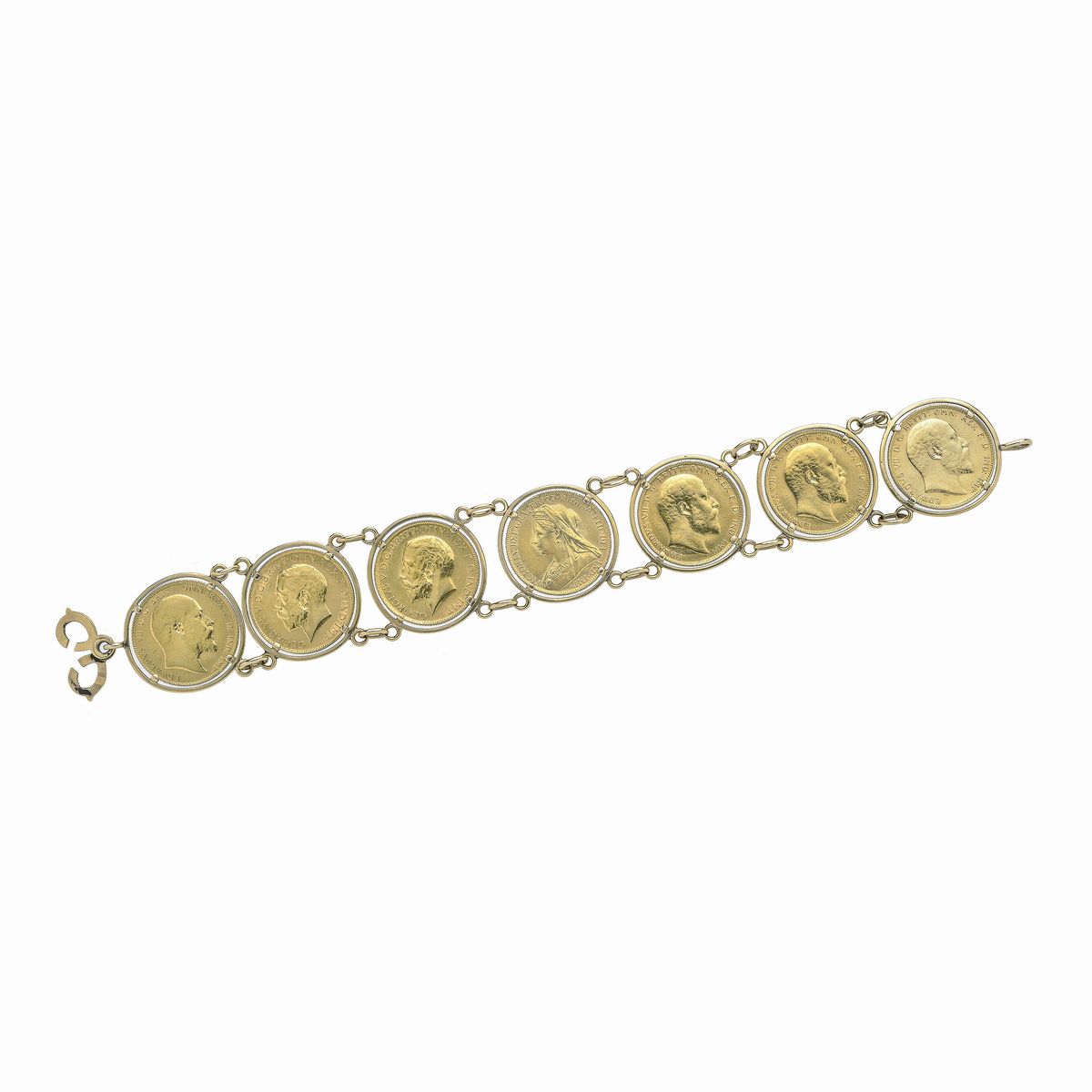 Bracciale in oro giallo 18 kt con sette sterline