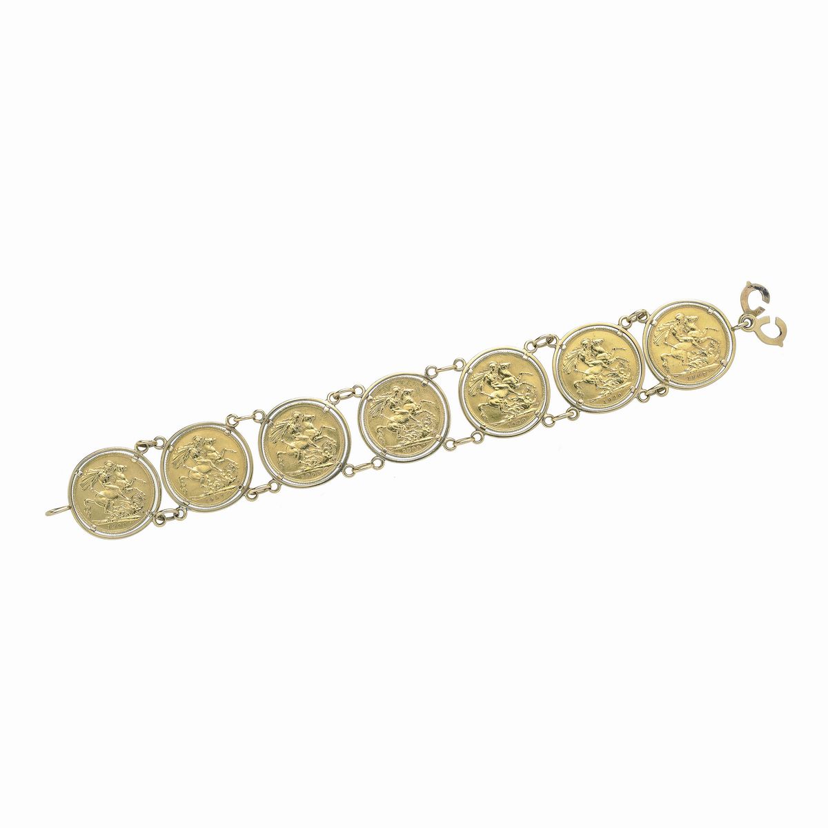 Bracciale in oro giallo 18 kt con sette sterline