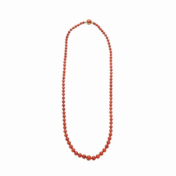 Collana in corallo rosso e oro giallo 18 kt