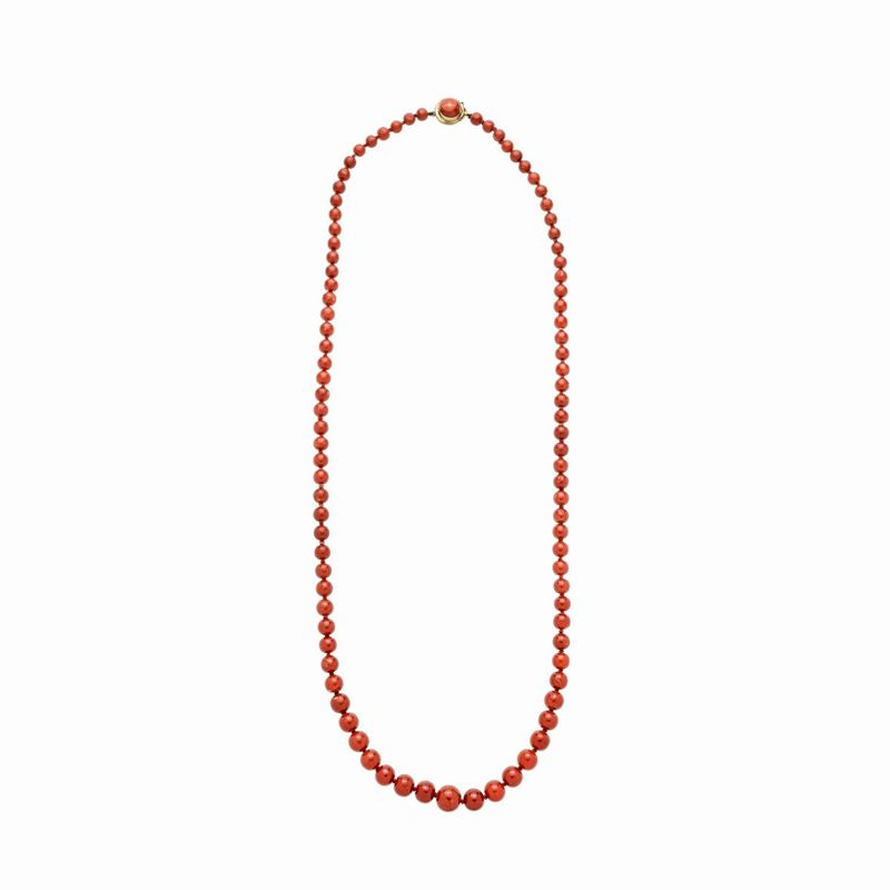 Collana in corallo rosso e oro giallo 18 kt