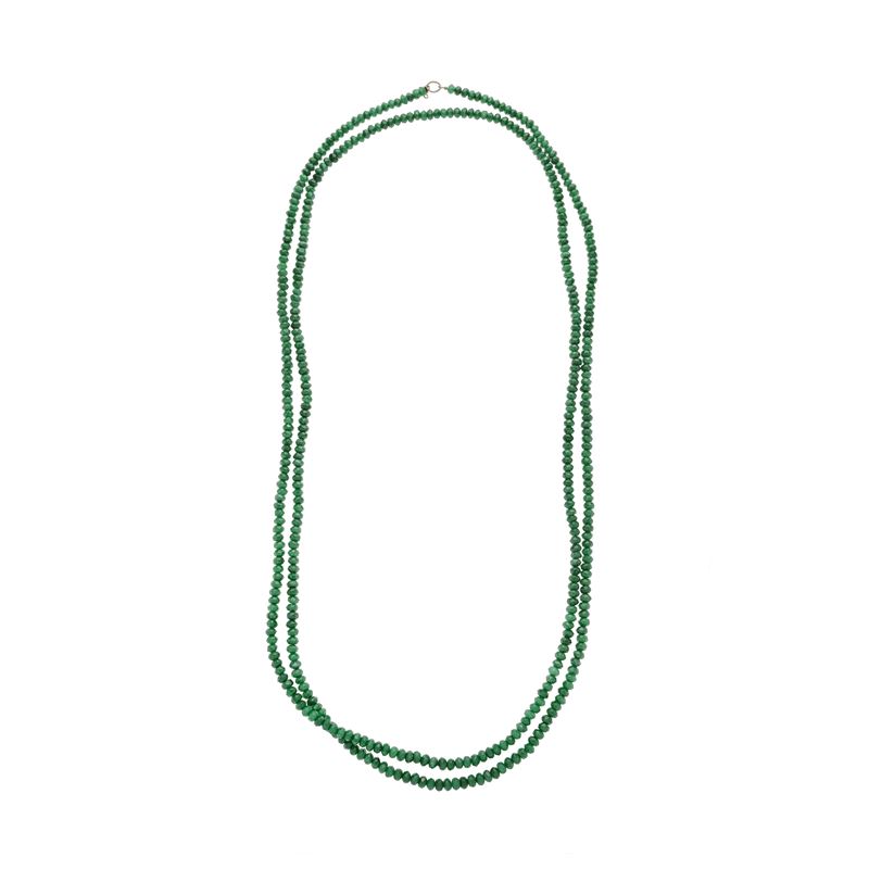 Lunga Collana con Radici di Smeraldo e Oro Giallo