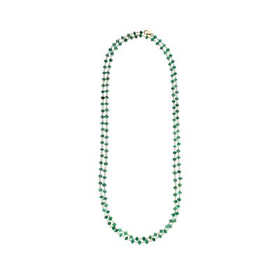 Lunga Collana in Oro Basso e Smeraldi