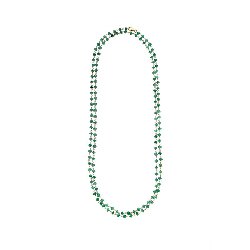 Lunga Collana in Oro Basso e Smeraldi