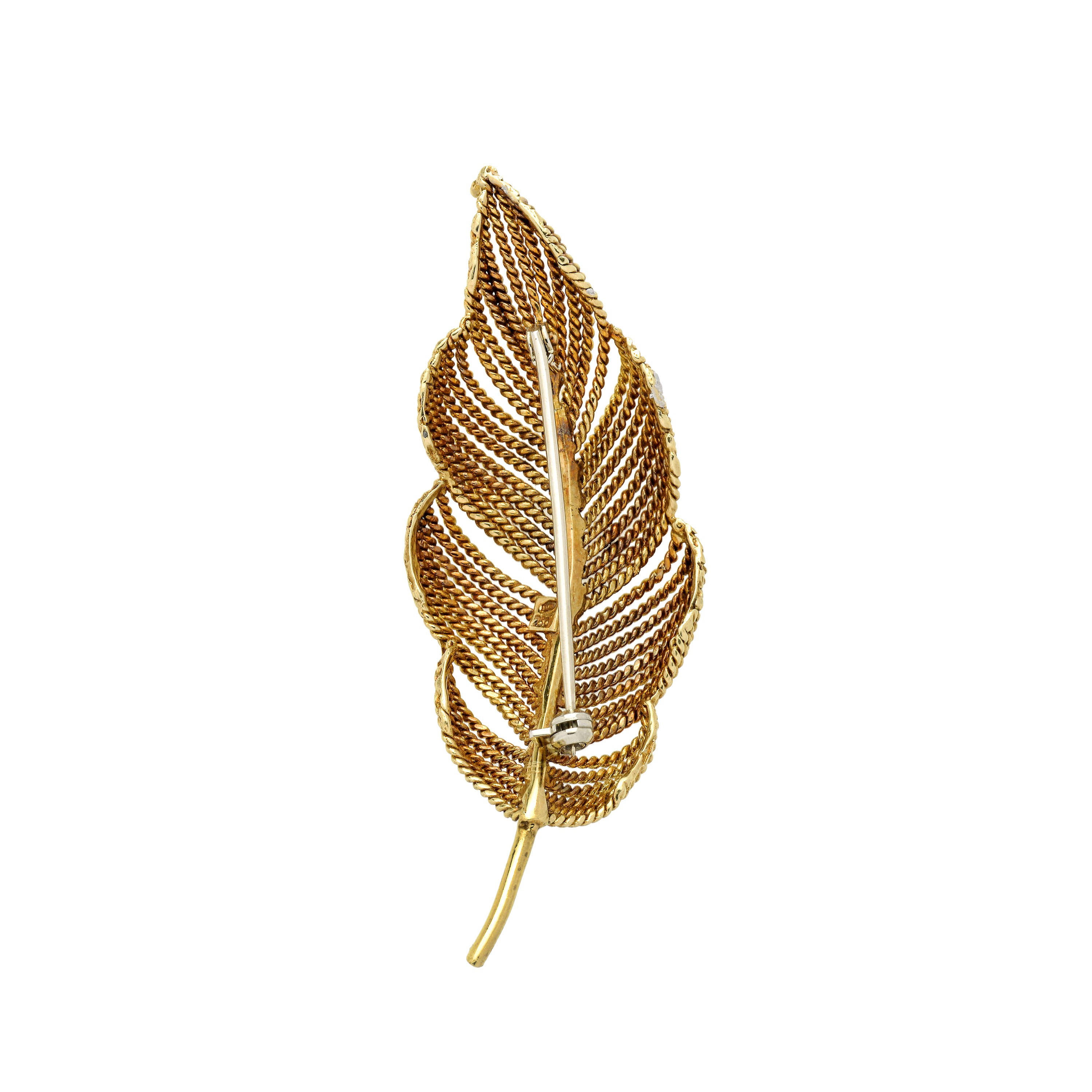 Grande spilla Foglia in oro giallo