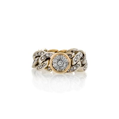 Anello in Oro Giallo, Oro Bianco e Diamanti