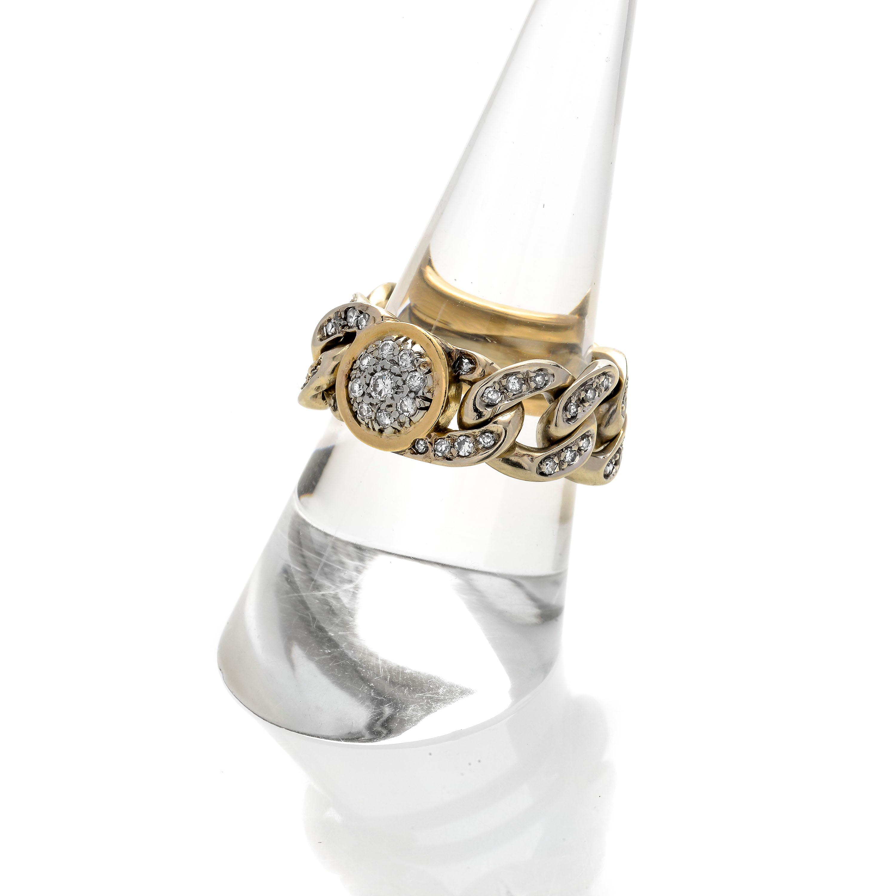 Anello in Oro Giallo, Oro Bianco e Diamanti