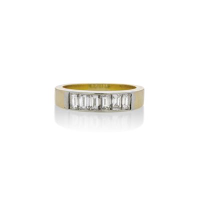 Anello a Fascia in Oro Giallo, Oro Bianco e Diamanti