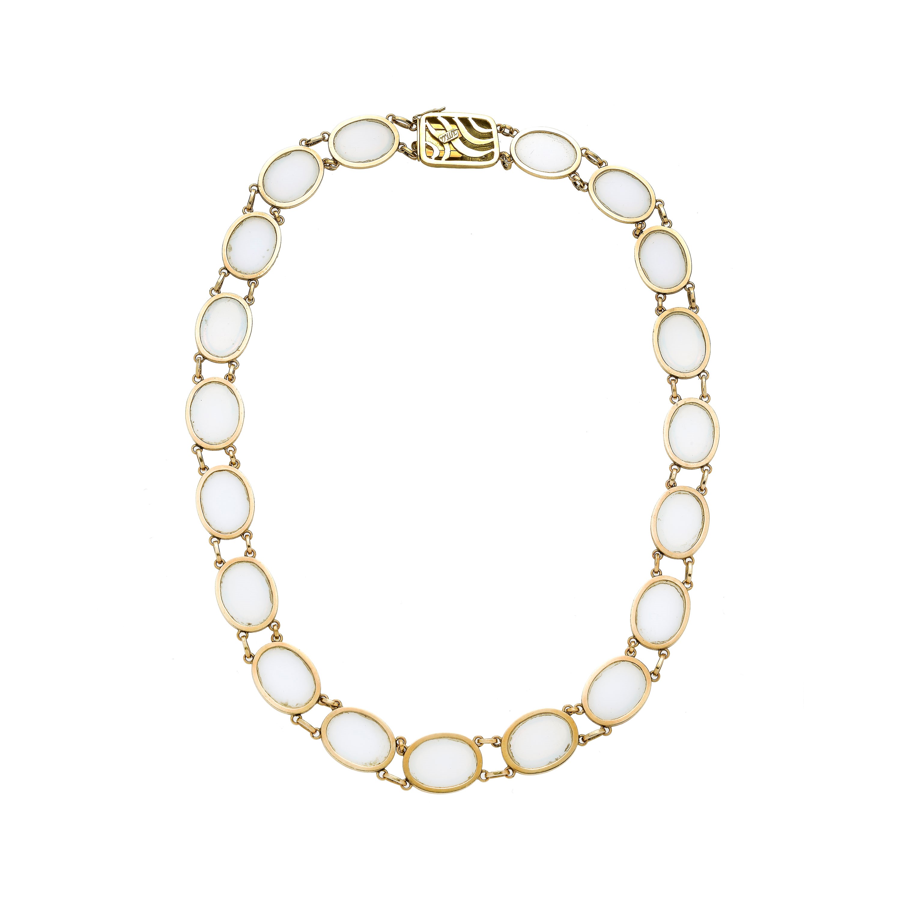 Collana in oro giallo, diamanti e pietra di luna