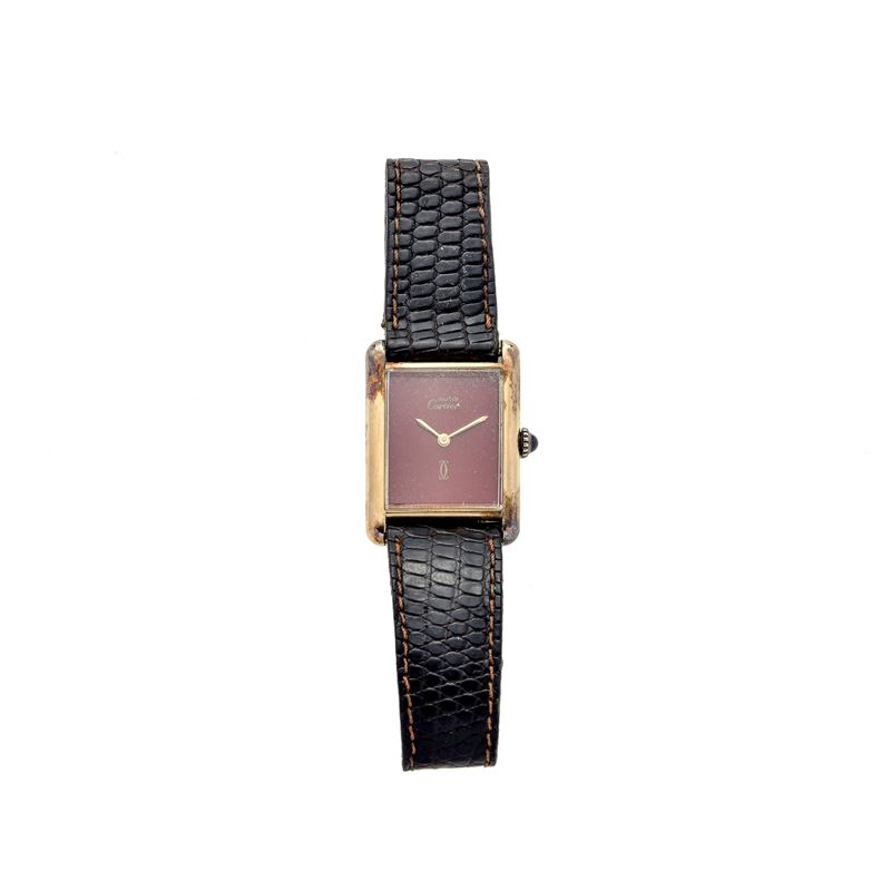 Orologio da Polso Must De Cartier Tank in Argento Dorato