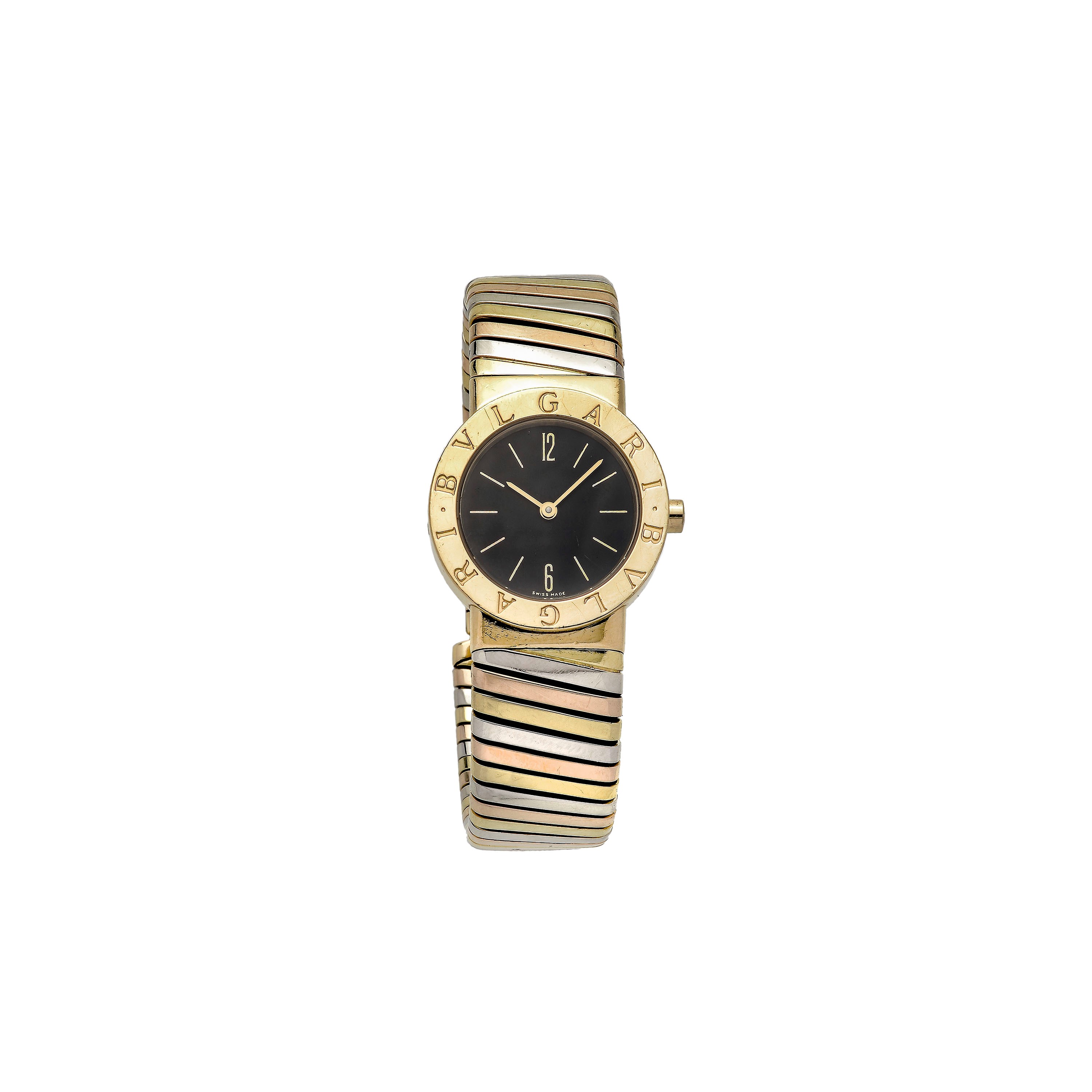 Bulgari - Orologio da Polso in Oro Giallo, Bianco e Rosa, Tubogas, Ref. Bb262t
