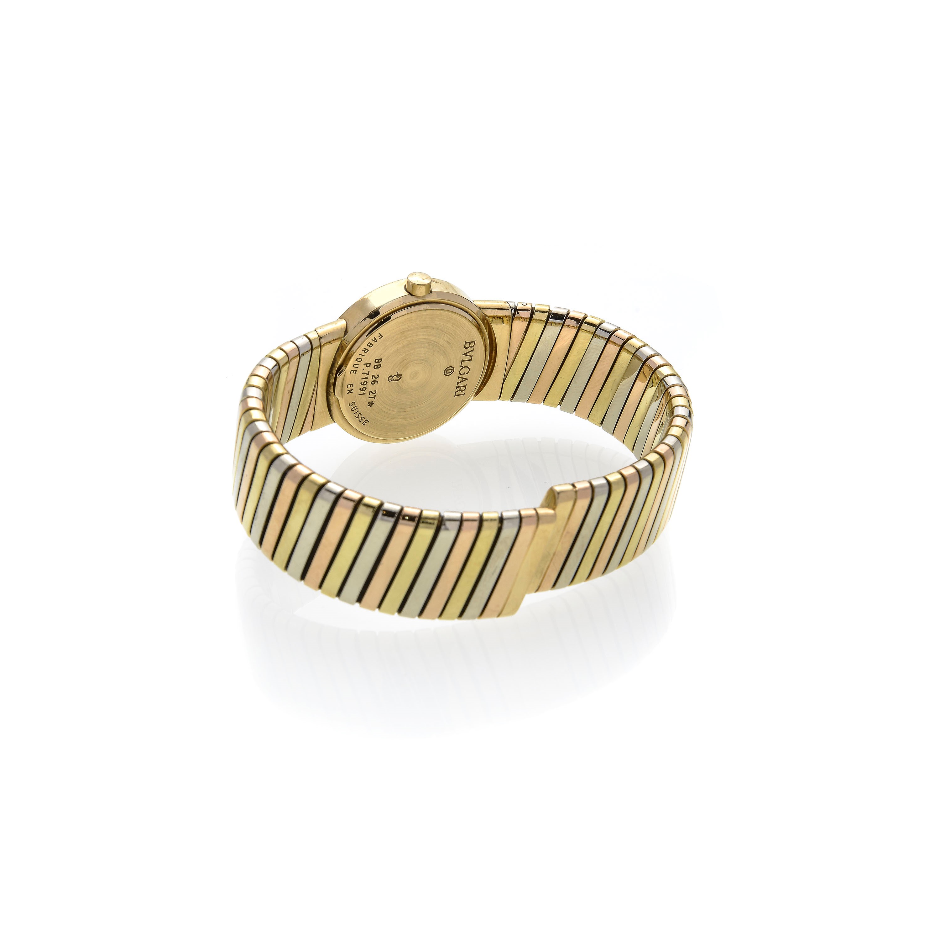 Bulgari - Orologio da Polso in Oro Giallo, Bianco e Rosa, Tubogas, Ref. Bb262t