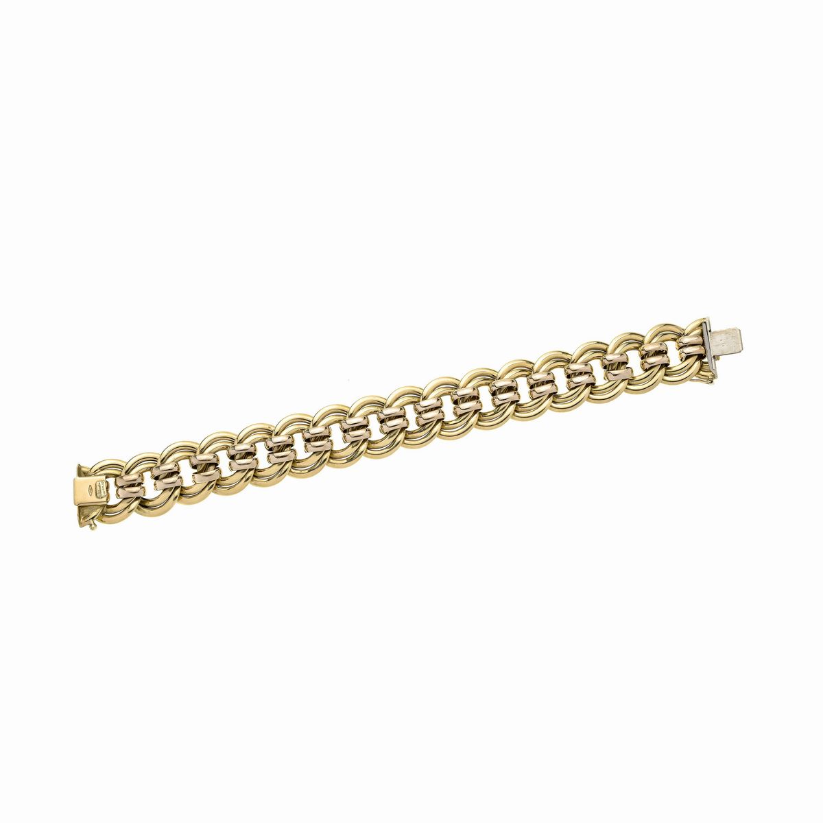 Bracciale a Maglie Intrecciate in Due Colori Dell'oro
