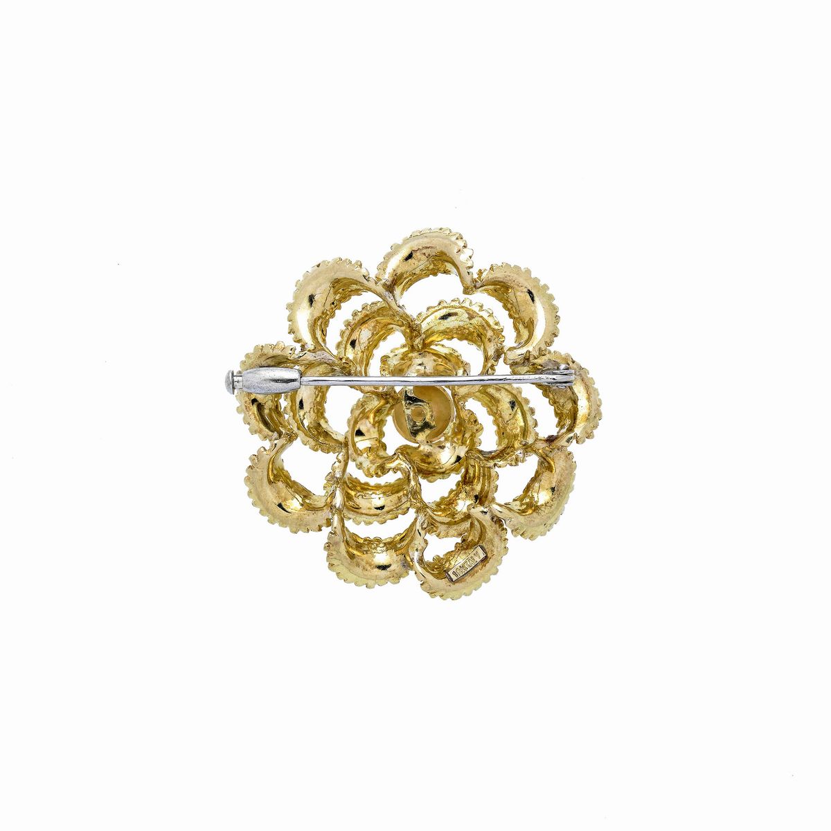 Grande spilla Camelia in oro giallo