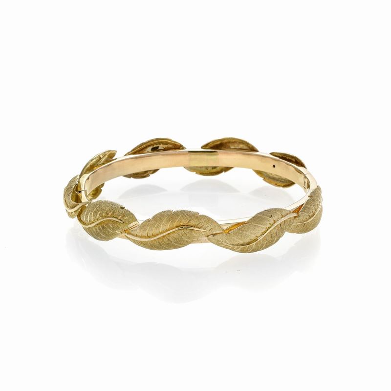 Bracciale rigido Foglie in oro giallo