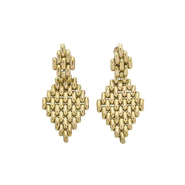 Pair of yellow gold pendant earrings