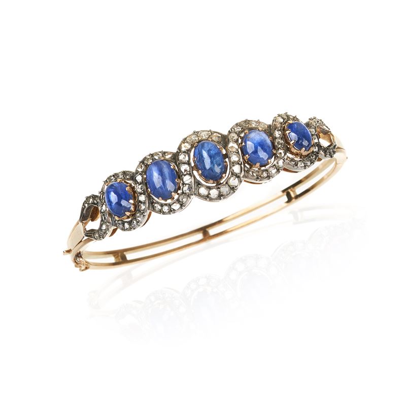 Anello in platino, diamanti e zaffiro Ceylon naturale