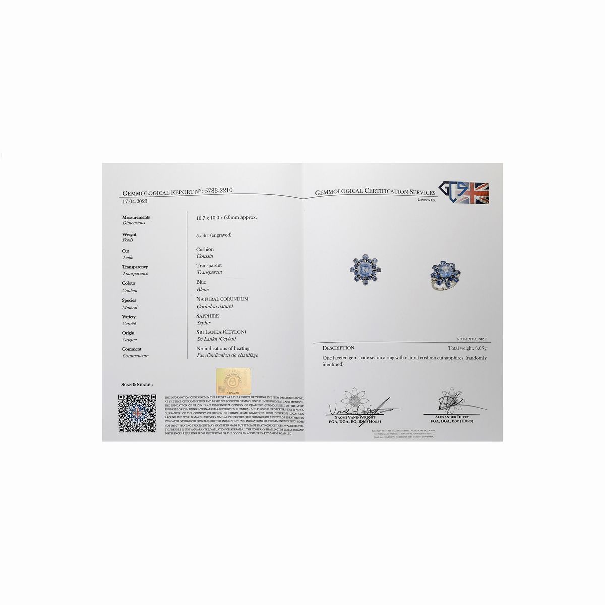 Grande anello in platino, zaffiri e zaffiro Ceylon naturale