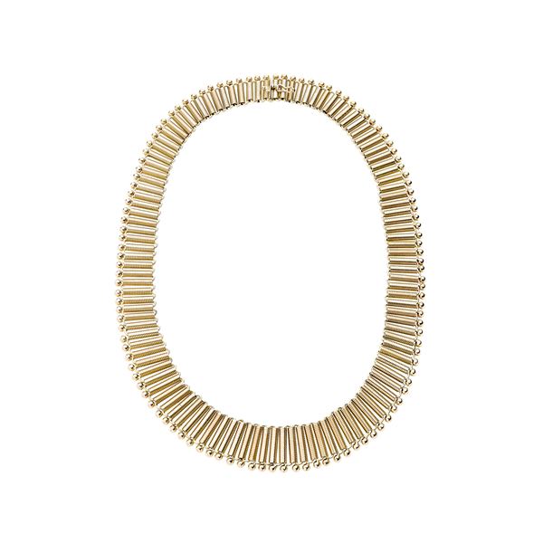 Yellow gold necklace with tubular links  (Fifties)  - Auction Antique, Modern, Design Jewelery and Bijoux Auction - Curio - Casa d'aste in Firenze