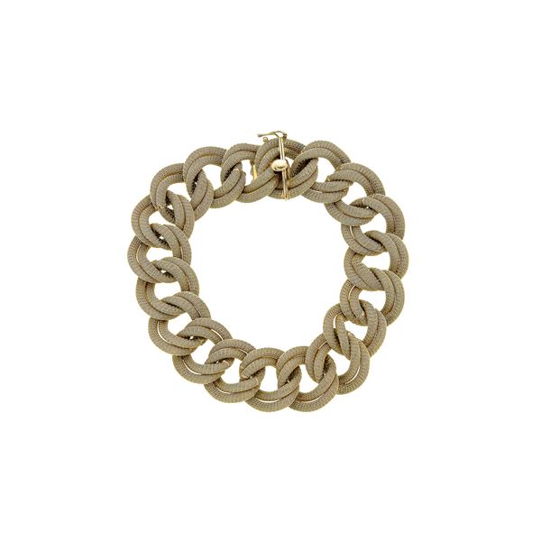 Bracciale in oro satinato a maglie intrecciate
