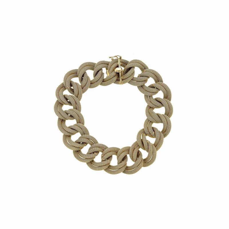 Bracciale in oro satinato a maglie intrecciate