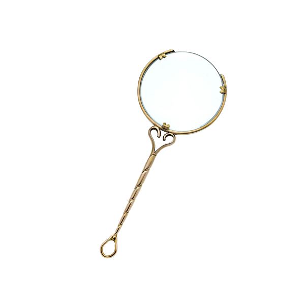 One lorgnette in 12 kt gold and another in gilt metal