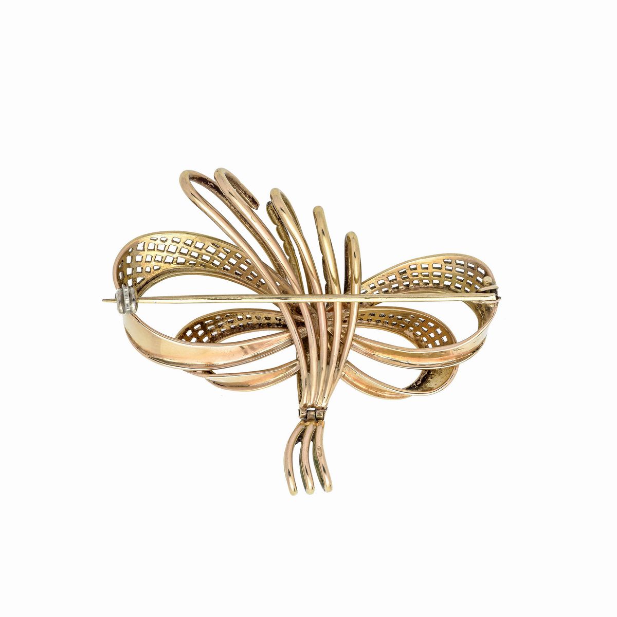 Grande spilla Fiocco in oro giallo