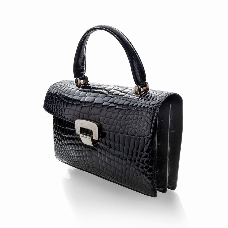 Borsa a Mano in Coccodrillo Nero