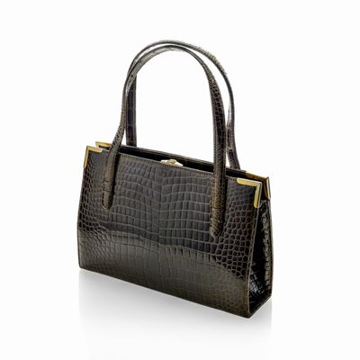 Borsa a Mano in Coccodrillo Baby Marrone