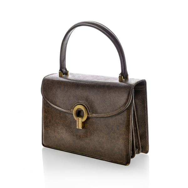GUCCI - Borsa a mano in cinghiale marrone