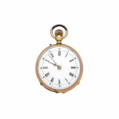 Orologio da Tasca in Oro Giallo e Metallo Dorato e un'altro Più Piccolo in Oro Giallo