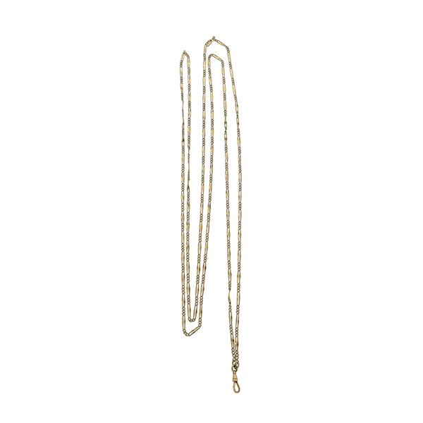 Long watch chain in 18 kt yellow gold  (First half of the 20th century)  - Auction Antique, Modern, Design Jewelery and Bijoux Auction - Curio - Casa d'aste in Firenze