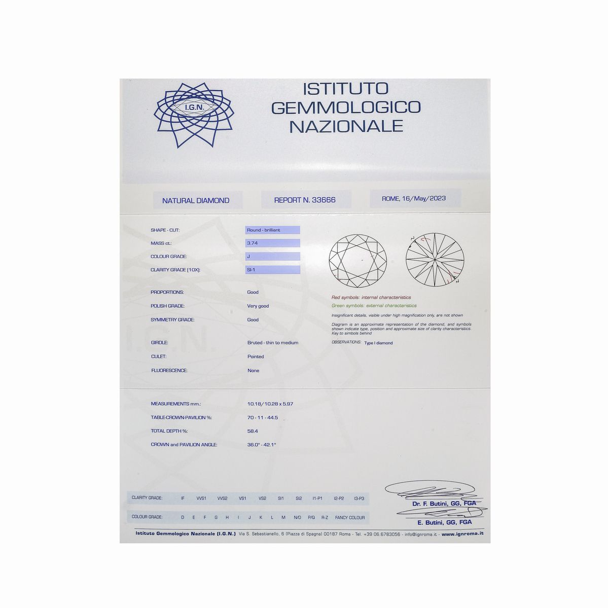 Anello solitario in oro bianco e diamante di ct 3.74