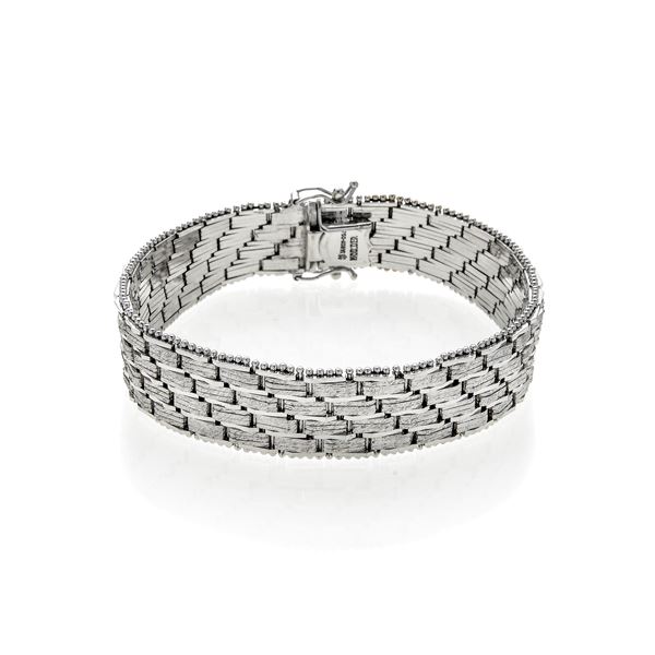 Bracciale in oro bianco in parte satinato